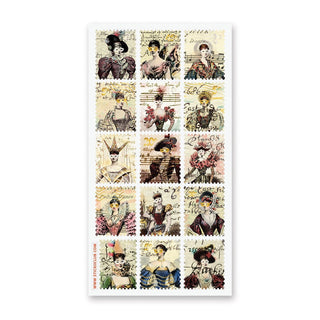 victorian fashion mask stamps sticker sheet