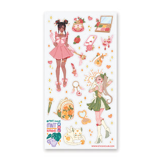 magic power girl wand outfit fashion backpack makeup heart roses cat cute hair sticker sheet