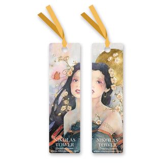 girl asian floral bookmark