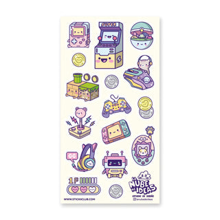 arcade game video gamer cat controller sticker sheet