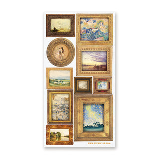 framed antique painting art museum sticker sheet