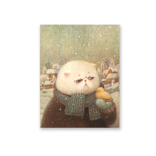 Snowy Winter Cat Mini-Card