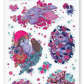 animal floral purple sticker sheet