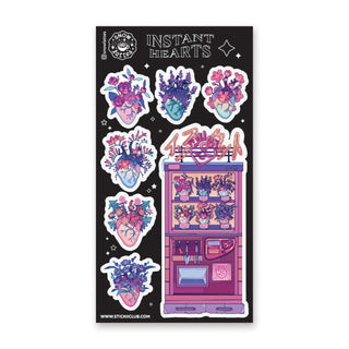 instant hearts vending machine plant purple holo sticker sheet