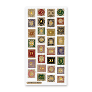 vintage gold antique stamp sticker sheet