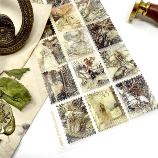 vintage victorian dress girl women fantasy sticker stamp sheet