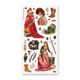 female pirates victorian women sticker sheet