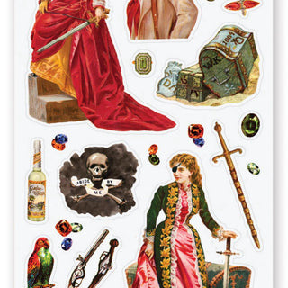 female pirates victorian women sticker sheet