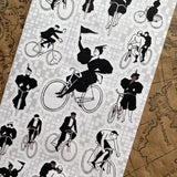bike bicycle black dress sticker sheet