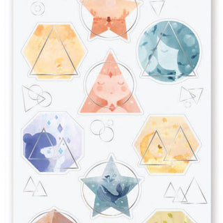 geometric shapes watercolor sticker sheet