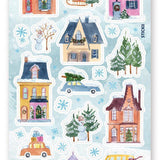 winter christmas home house neighborhood sticker sheet