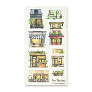 building store cafe restaurant shop window sticker sheet